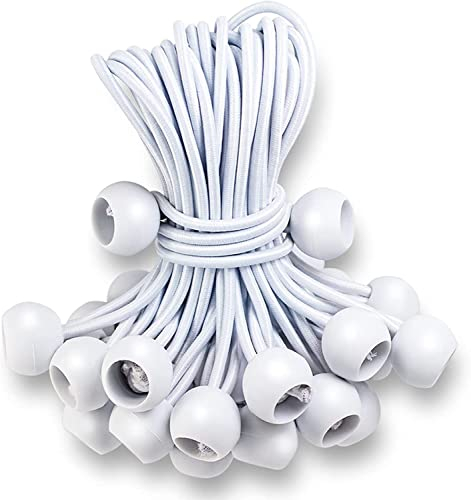 MIVIDE 100 Stück Spanngummis mit Kugel 15 cm, Planenspanner mit Kugel Weiß, Gummispanner mit Kugel für Zelte, Planen, Poster, Camping, Vorhänge, Extender