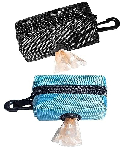 MEISO 2 Pièces Distributeur Sac a Crottes Chien, Distributeur de Sac à Déchets, Sacs de Ramasse Dejection pour Chiens, Pour l'Organisation et le Rangement Des Sacs à Crottes pour Chien (Noir+Bleu)