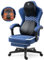 Vigosit Gaming Stuhl mit beheizter Massage Lendenwirbelstütze, Ergonomischer Gaming Computer Stuhl mit Taschenfederkissen und Fußstütze, Recliner High Back PC Stuhl für Erwachsene, blau