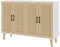 Panana Buffet Storage Cabinet with Rattan Decorating Living Room Wood Kitchen Sideboard Accent Cabinet (123(W) x 38(D) x 88(H) cm, White)
