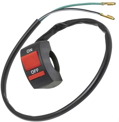 AERZETIX - C69934 - Interruptor de botón 12V para manillar de motocicleta con 2 posiciones ON-OFF - longitud de cable 470mm - faro luces de posición - en plástico