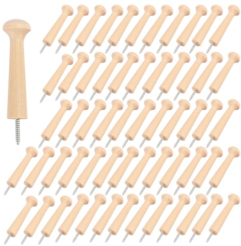 GNIEMCKIN Wood Pegs, 50 PCS 2.75in Unfinished Craft Wood, Birch, Compact, Natural Wood, Versatile Shaker Pegs for Hanging Coats, Hats, Plants, Towels, Decor