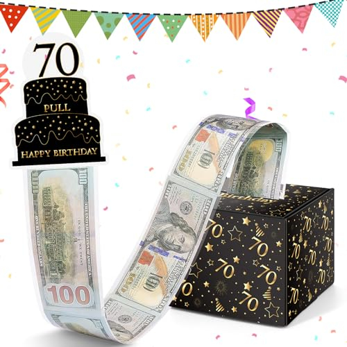 WenmthG Lustige Geldgeschenke zum 70. Geburtstag, DIY Überraschungsbox, Spardose für Bargeld Geschenk Ziehen, Geschenkbox für Mann und Frau