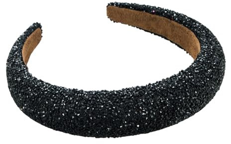Serre-tête léger et polyvalent pour femme avec strass brillants incrustés - Noir
