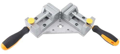Double Handle Corner Clamp, Aluminum Alloy Rigid Steel Solid Threaded Rod Detachable 90 Degree Quick Release Corner Clamp for Wood