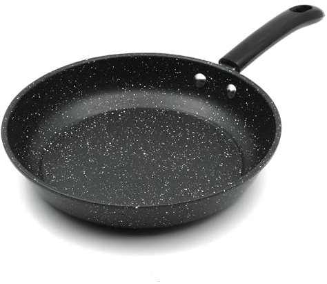 welsteepse Stone Pan 10 Non-Stick Frying Pan with Mineral/Diamond Coating for Long long-lasting nonstick Frying, Skillet for Cooking with Stay Cool Handles, Non-Toxic (Stone 10 Inches)
