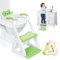 Orzbow Einstellbar Toilettensitz Kinder mit Treppe,Stabil Kinder Toilettensitz mit Dreiecksstruktur,Verlängerter Pedal- und Spritzschutz und Wasserdichtes PVC-Polster,Rutschfest und Faltbar,Grün