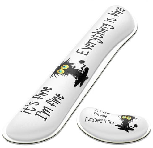 Dapesuom Enlarge Keyboard Wrist Rest, Memory Foam Wrist Cushion for Desk Mats Support, Typing Pain Relief Keyboard Mouse Pad Rests Set with Non-Slip Base for Gaming Laptop Office Computer, Cute Cat