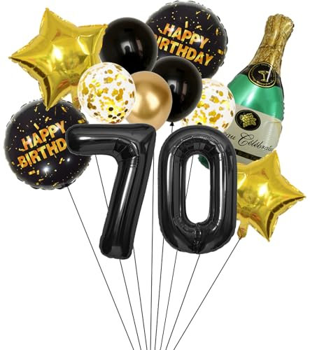 Anlgdi Folienballon Champagne Deko, Luftballon 70. Geburtstag Deko Frau, Geburtstagsdeko 70 Jahre Frauen, Helium Ballon Champagner Flasche Bier Happy Birthday Deko für 70. Geburtstag Party Deko