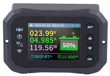 Batteriemessgerät, 2,4-Zoll-Display, 2-Wege-WLAN-Fernbatterietester für Elektroauto, Roller, Wohnmobil, 10–100 V, 600 A