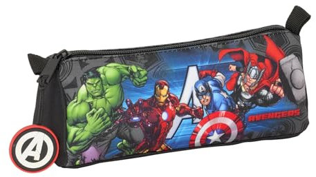 safta Avengers Ventta Federmäppchen mit Reißverschluss und Fach, für Kinder, ideal für Kinder im Schulalter, bequem und vielseitig, Qualität und Widerstandsfähigkeit, 21 x 7 x 8 cm, Schwarz, M,
