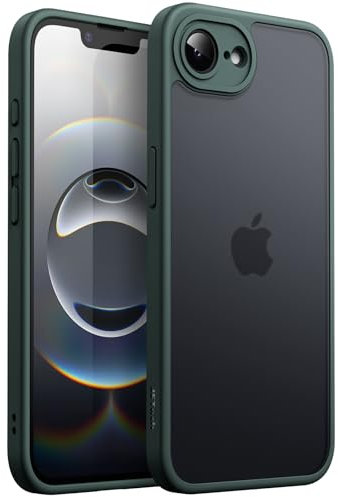 JETech Matt Hülle für iPhone 16e 6,1 Zoll 2025, Stoßfest Militärstandard FallSchutz, Mattierte Transluzente Rückseite Handyhülle, Anti-Fingerabdruck (Dunkelgrün)