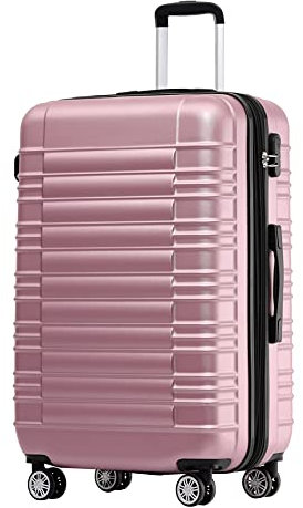 BEIBYE Reisekoffer 2088 Hartschalekoffer Gepäck Koffer Trolley Größe XL in 14 Farben (Rosa)