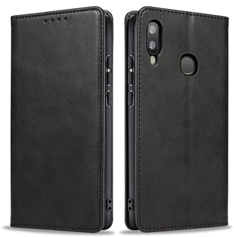 LBH Handyhülle Smartphone-Hülle für Samsung Galaxy A20e Klapphülle Magnetverschluss Kartenfächer Geldfach Standfunktion Case Etui Rundumschutz Schutzhülle Schwarz