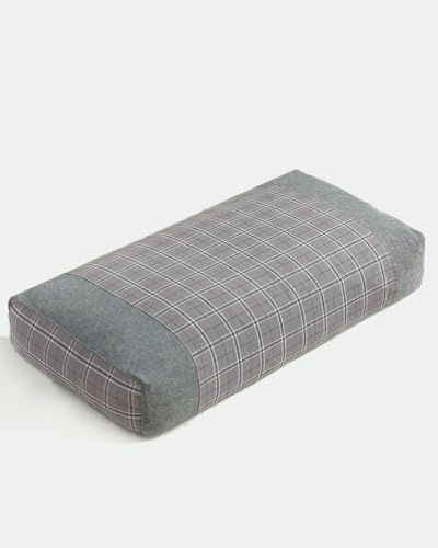 EDMILE Cuscino di grano saraceno per dormire, cuscino rinfrescante regolabile per chi dorme sul fianco, cuscino con gusci di grano saraceno con copertura lavabile, 50 x 25 cm, grigio