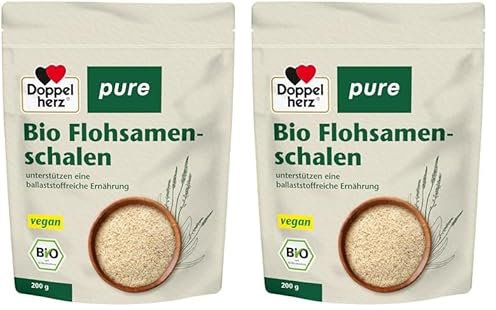 Doppelherz pure Bio Flohsamenschalen – geschmacksneutral – zur Unterstützung einer natürlichen Verdauung und der Darmgesundheit – 200 g (Packung mit 2)