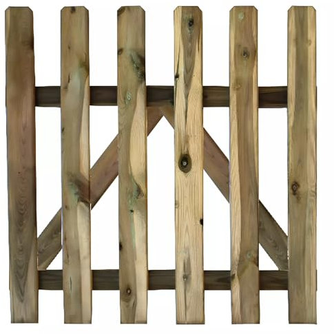 EffeDecor Cancello in Legno di Pino Fresco Impregnato in Autoclave Staccionata Cancelletto per Esterno,Giardino,Aiuole,Recinzione a Doghe 100x100 cm