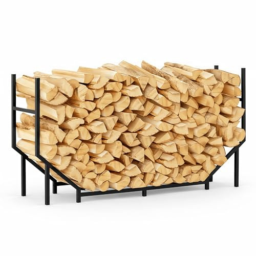 CADUKE Support pour bois de chauffage - Support de bûches en métal de 1,4 m pour bois de chauffage - Étagère de rangement robuste pour intérieur et extérieur