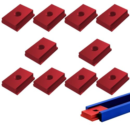 10 dadi a T, filettatura M6, dadi scorrevoli, dadi a T, dado a T, strumento per la lavorazione del legno, rosso