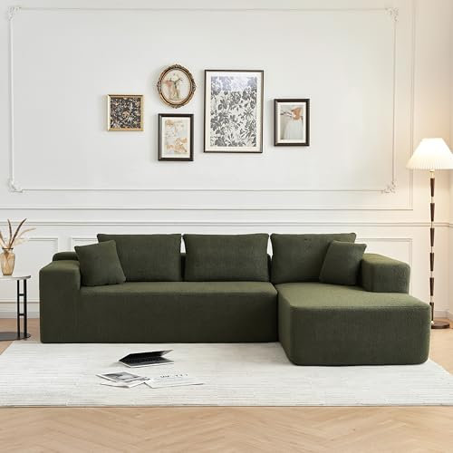 Galyar Chic, Modulares Chaiselongue, modernes Sofa aus komprimiertem Schaumstoff, Lieferung ohne Montage, (Englischer grüner Bouclé, Links Chaiselongue)