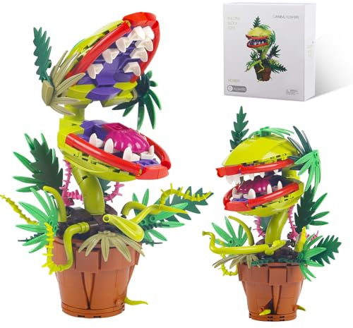 Piranha Flower Building Blocks Kit, Cannibal Plant Assemble Model Toy, Birthday Festival Halloween Construction Gifts for Kids and Adults