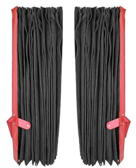 LKW Gardinen, Fenstergardinen, Gardinen passend für alle LKW mit Polyester Schwarz mit Roter Lader Kante + Haken/für Windschutzscheibe (2tlg.)