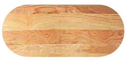 Natulvd 140 x 60 cm ovale Tischplatte aus Massivholz, natürlicher & rustikaler Stil, für DIY-Möbeltische, 40 mm dick, für Zuhause, Küche und gewerbliche Nutzung (Hellbraun)