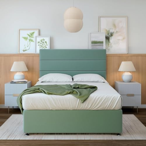 Bedmaster Plush Velvet Divan Base With Storage And Lined Headboard - Colour And Size Options (Duck Egg 4 Drawer, King (U.K. Standard))