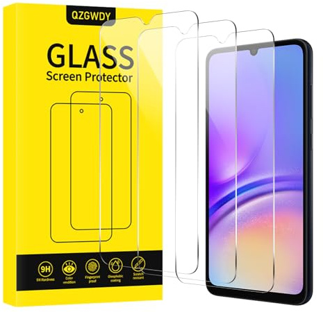 QZGWDY Verre Trempé pour Samsung Galaxy A05/A05s, Lot de 3 Film Protection Écran Vitre Protecteur Protege Haute Transparence, Sans Bulles, Dureté 9H, Facile à Installer