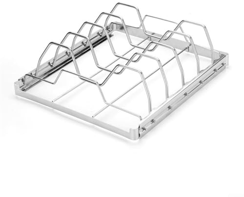 babominimer Foldable Stainless Steel Large Rib Rack for for BBQ Grills, 5 Slot Barbecue Rib Holder for for Even Cooking and Space Saving, Lasting Outdoor Cooking Accessory for