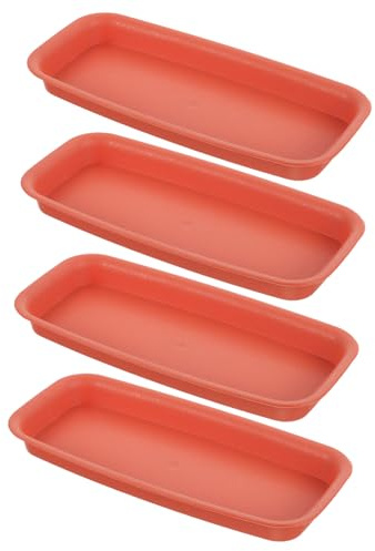 VICASKY 4 pièces Soucoupes Rectangulaires pour Plantes Plastique Plateaux de Récupération Eau Robustes et Durables pour Pots de Fleurs Intérieur Coupelles Anti-Fuite pour Plantes