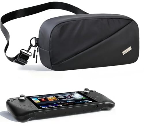 Lacdo Tragetasche für Nintendo Switch 2/Steam Deck OLED/ROG Xbox Ally X Tragbare Aufbewahrungstasche Umhängetasche, Steamdeck-Hülle Switch 2 Tasche Fit Konsole Zubehör, Schwarz