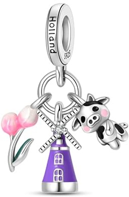The Netherlands Holland Charm 925 Silver Charm Compatible with Pandora Charms, Trollbeads, Chamilia, Biagi and Many Other UK Charm Bracelets.