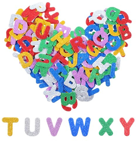 Nogeqi 156 Stück Glitzer Moosgummi Buchstaben Aufkleber Bunt Selbstklebende Buchstaben Sticker Moosgummi Klebebuchstaben Schaumstoff Aufkleber Foam Letter Stickers für Kinder Schul DIY Handwerk