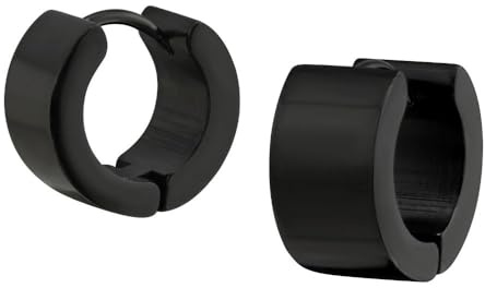 Bungsa Creolen klassisch 7mm breit Schwarz aus Edelstahl Unisex