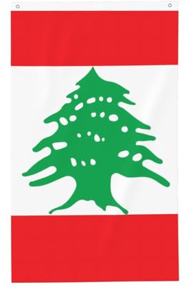 Bandera de Líbano con estampado de banderas de doble cara, 3 x 5 pies, decoración al aire libre, secado rápido y resistente a la decoloración, adecuada para jardines y porches.