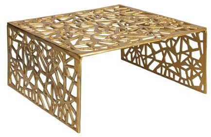 FineBuy Couchtisch 60x60x31 cm Aluminium Gold Quadratisch, Sofatisch