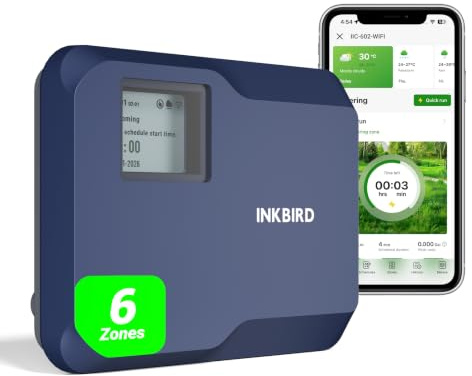 Inkbird IIC-602-WIFI 6-Zonen-Programmierbarer Controller für den Innenbereich, WLAN Sprinkler/Bewässerungssystem Timer/Controller
