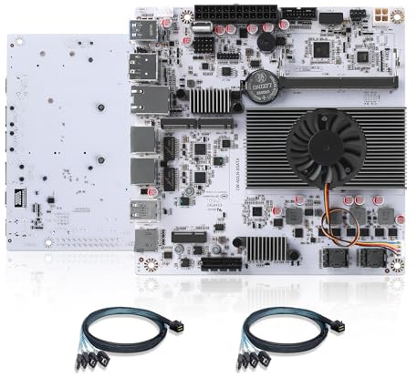 NAS Motherboard 8 Bay, 10GbE RJ45 LAN, N150 Mini ITX Mainboard, 2 x NVMe, Dual i226-V 2.5GbE LAN, DDR5 8G RAM 128G SSD, USB-C, TF slot, PCIEx1, HD+DP (2*SFF8643 Adapter)