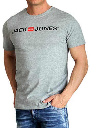 JACK & JONES Jjecorp Logo Tee Ss Crew Neck Noos, T-Shirt Homme, Gris (Light Grey Melange Detail: Slim Fit - Melange), XX-Large