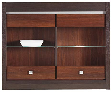 Furniture24 Hängevitrine FR17 Vitrine Wandvitrine Wandschrank Hängeschrank Wohnzimmerschrank Schrank mit 2 Türen und Led Beleuchtung