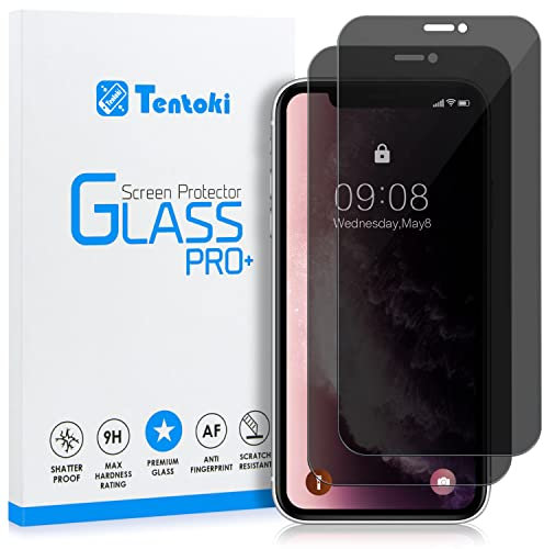 Tentoki Sichtschutz für panzerglas iPhone 11 Pro Max/iPhone XS Max, Full Screen Anti-Spy Privacy Panzer Schutz Glas [2 Stück] Kratzfest, Anti-Fingerprint und blasenfrei