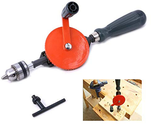 Perceuse Manuelle Double Pignon,Chignole À Manivelle,DIY Travail Du Bois Perceuse À Main En Acier De Précision Pour Perceuse Manuelle En Plastique Et En Bois,Plage De Serrage: 0,6-6 Mm