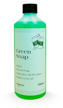 Magnum Antibacterial Green Soap - Natural Tattoo Cleaning & Soothing Solution for Artists & Apprentices - Germ Killing and Aloe Enriched, Gentle, Vegan-Friendly Formula - 1 bottle (500ml)
