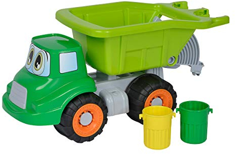 Simba 107134507 - Müllwagen, Sandspielzeug, Sandkasten, 31cm, grün, Kipper, Laster, LKW