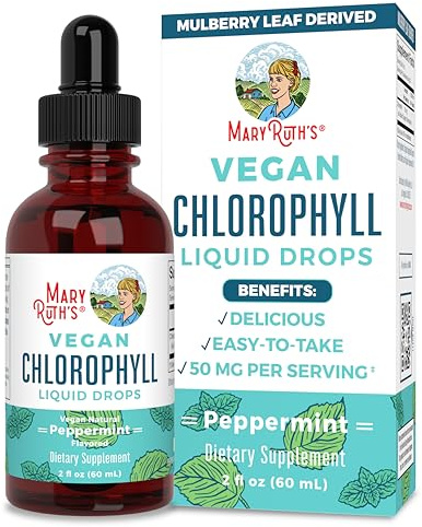 MaryRuth Organics, Chlorophyll Drops, Gocce di Clorofilla, Al Gusto di Menta Piperita, 60 ml, Vegan, Senza Glutine