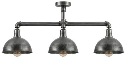 Industrieller Retro-Stil Steampunk Rohr-Lichtleiste mit 3-Wege-Lampenschirm aus gebürstetem Kupfer für Hängeleuchte, Metallrohr-Beleuchtung, Deckenleuchte.