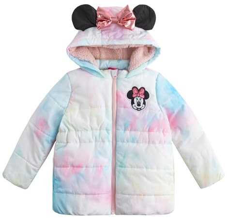 Disney Minnie Mouse Doudoune avec oreilles et nœud pour tout-petits, petits enfants et grands enfants, Multicolore, 24 mois
