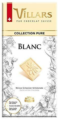 VILLARS - Tablette Chocolat Blanc Pur 100G - Lot De 4 - livraison offerte