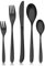Matt Schwarz Besteck Set 6 Personen, Bettlife Essbesteck 30 teilig, Messer Gabel Löffel Set Service für 6, spülmaschinenfest